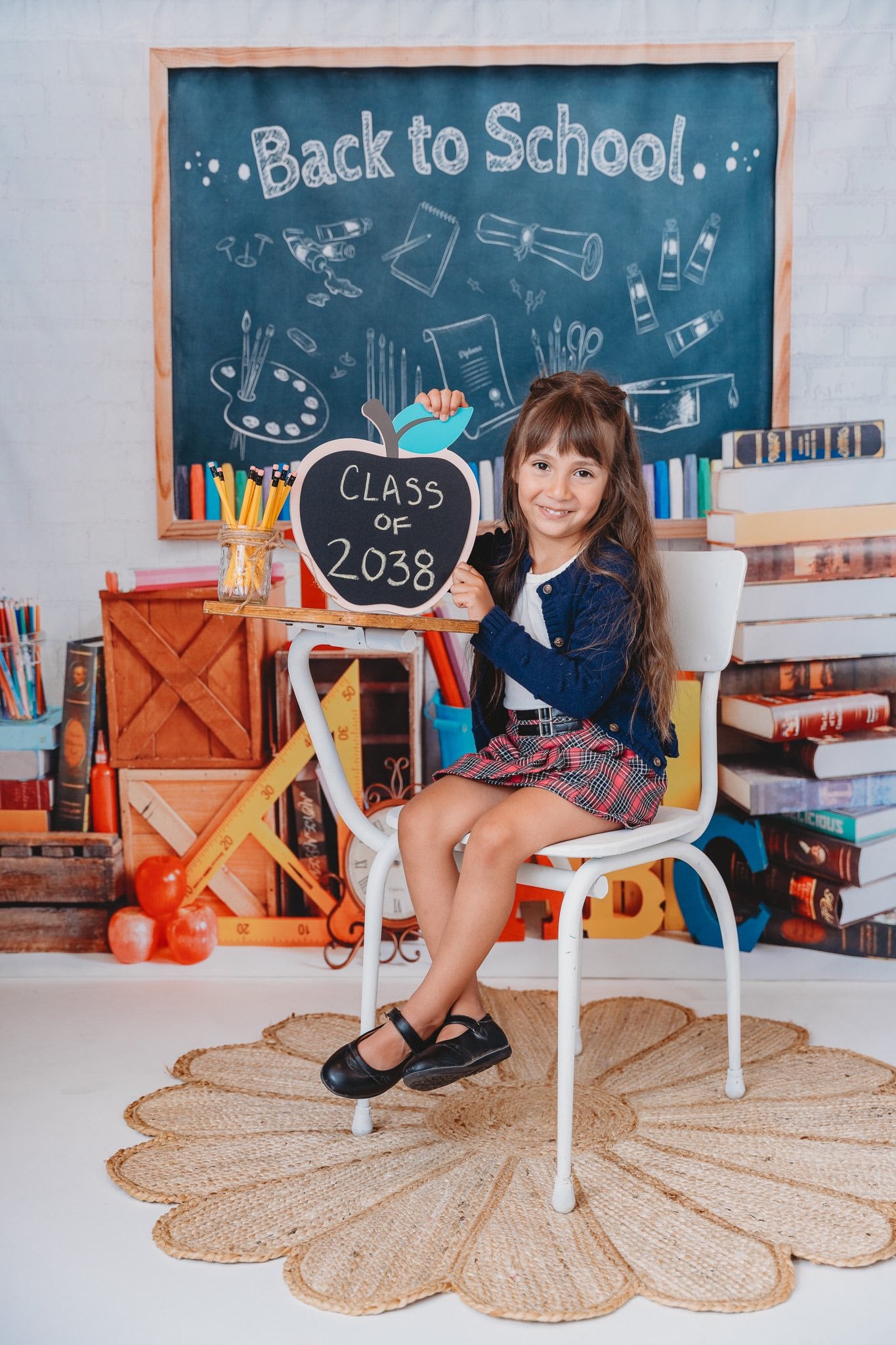 Kate Back to School Blackboard Book Backdrop for Photography -UK