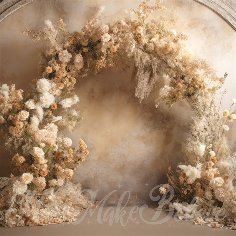 Kate Fine Art Flower Beige Wall Wedding Backdrop Designed by Mini MakeBelieve