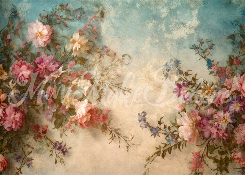 Kate Fine Art Vintage Retro Flower Backdrop Designed by Mini MakeBelieve