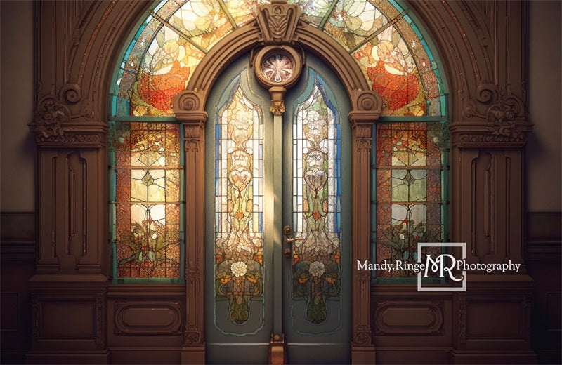 Kate Retro Church Door Arched Glass Backdrop Designed by Mandy Ringe Photography