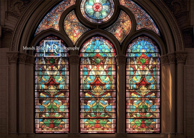 Kate Arched Stained Glass Window Backdrop Designed by Mandy Ringe Photography -UK