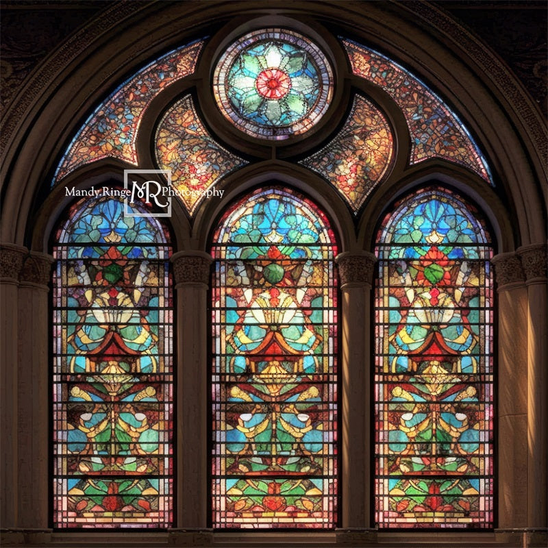Kate Arched Stained Glass Window Backdrop Designed by Mandy Ringe Photography -UK
