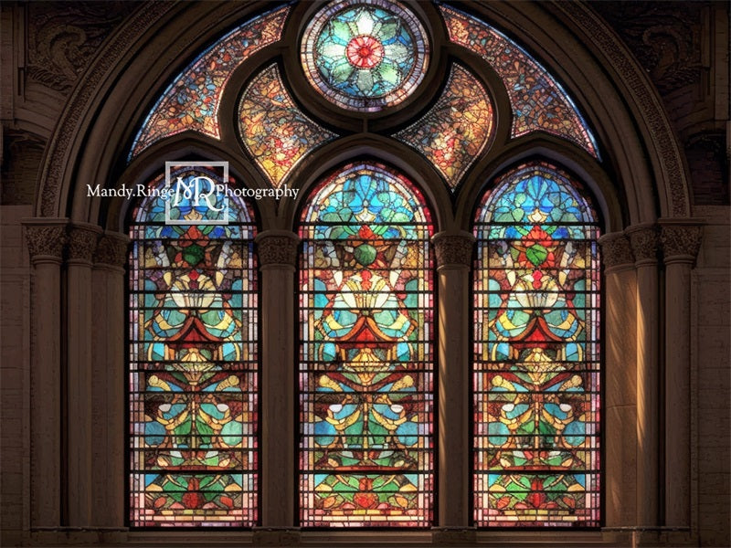 Kate Arched Stained Glass Window Backdrop Designed by Mandy Ringe Photography -UK