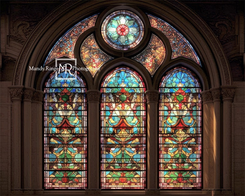 Kate Arched Stained Glass Window Backdrop Designed by Mandy Ringe Photography -UK