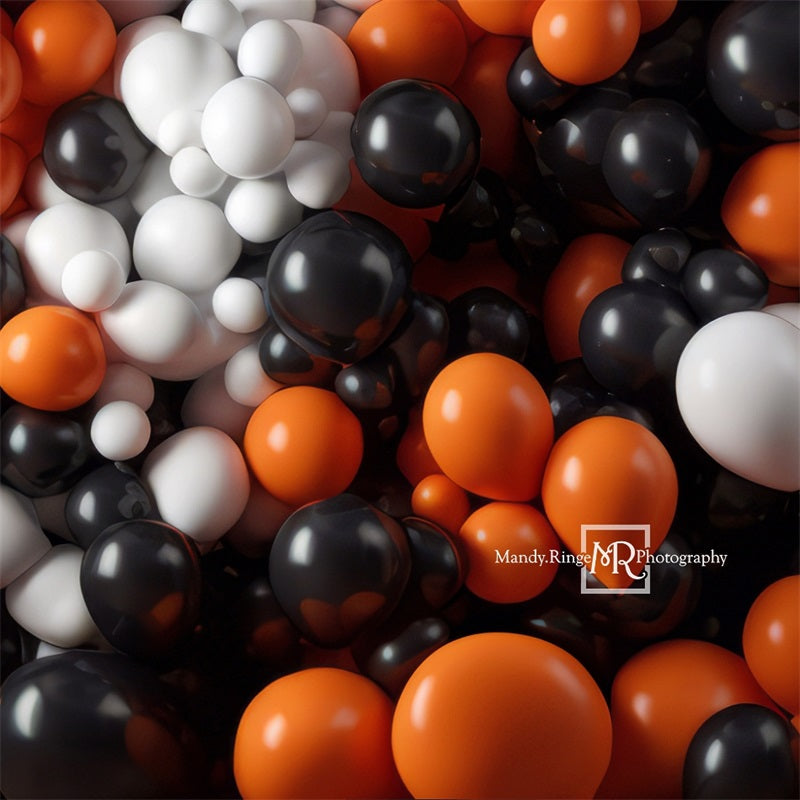Kate Orange Black White Balloon Party Backdrop Designed by Mandy Ringe Photography