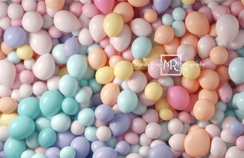 Kate Bright Pastel Rainbow Balloon Wall Backdrop Designed by Mandy Ringe Photography