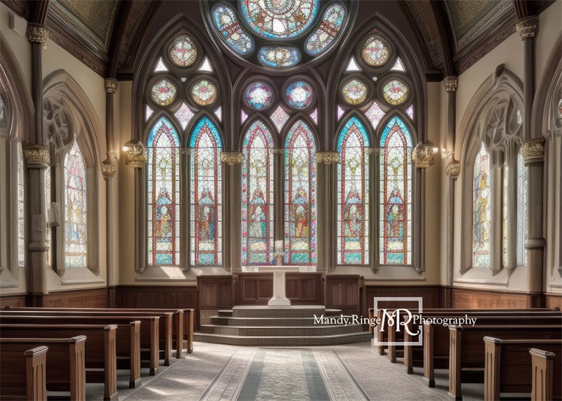 Kate Church Stained Glass Window Backdrop Designed by Mandy Ringe Photography