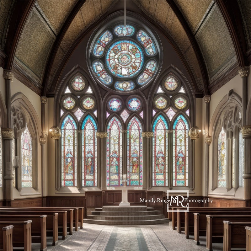 Kate Church Stained Glass Window Backdrop Designed by Mandy Ringe Photography