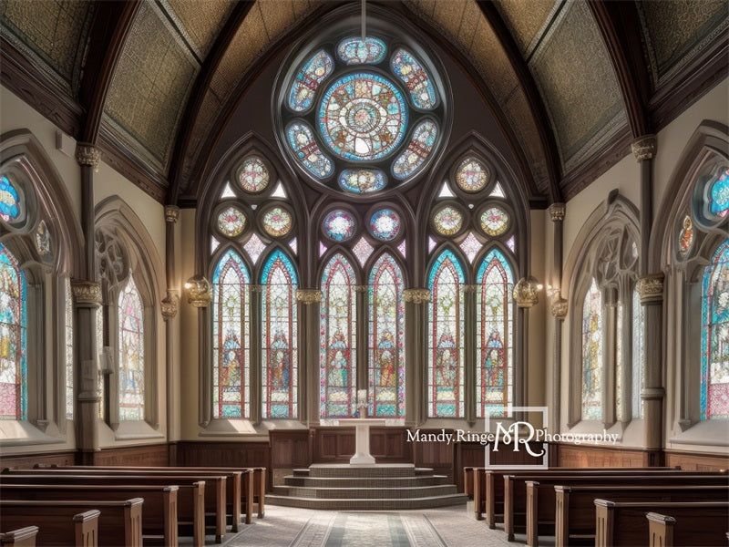 Kate Church Stained Glass Window Backdrop Designed by Mandy Ringe Photography -UK