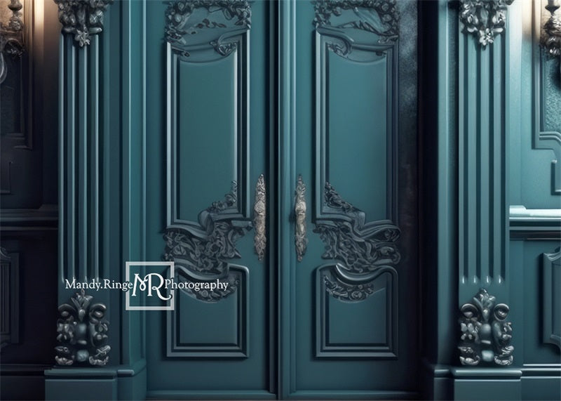 Kate Dark Teal Ornate Victorian Door Backdrop Designed by Mandy Ringe Photography