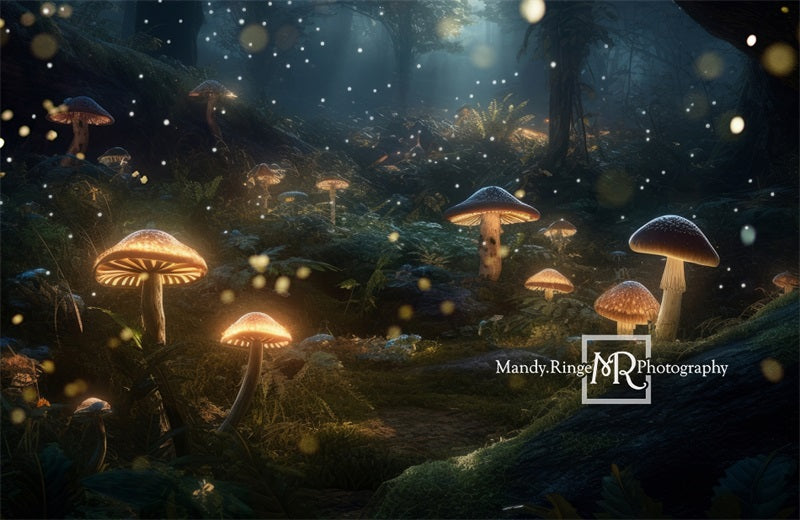Kate Enchanted Mushroom Forest Night Backdrop Designed by Mandy Ringe Photography