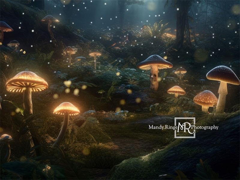Kate Enchanted Mushroom Forest Night Backdrop Designed by Mandy Ringe Photography