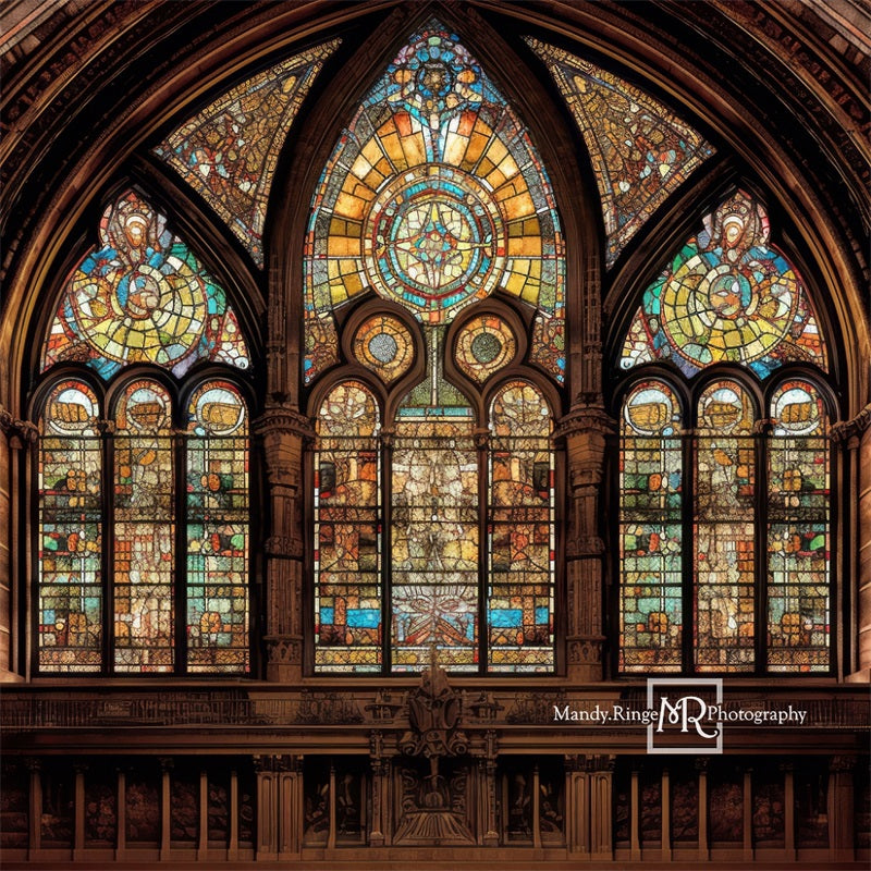 Kate Gothic Arched Stained Glass Window Backdrop Designed by Mandy Ringe Photography -UK