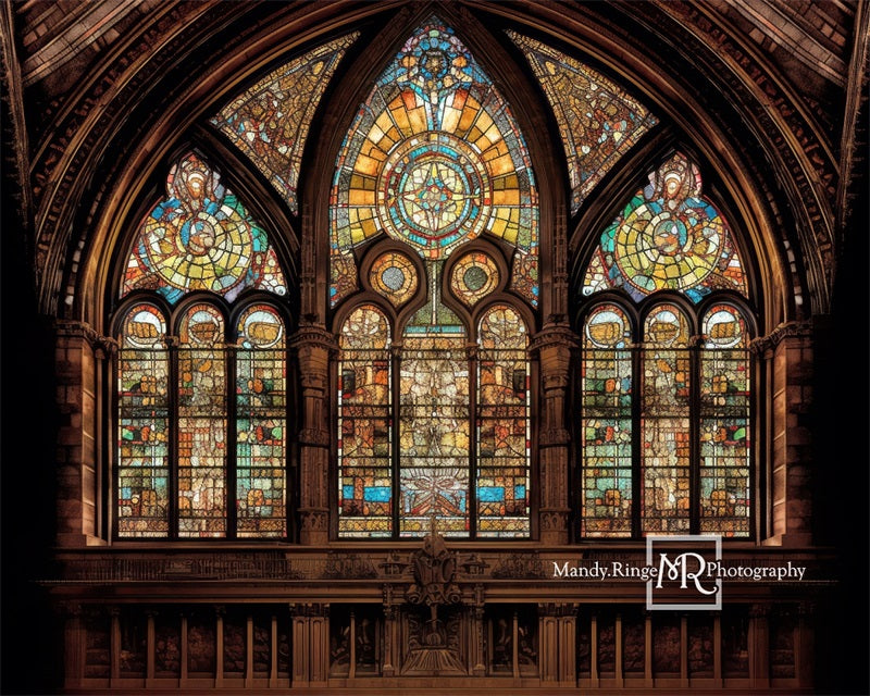 Kate Gothic Arched Stained Glass Window Backdrop Designed by Mandy Ringe Photography -UK