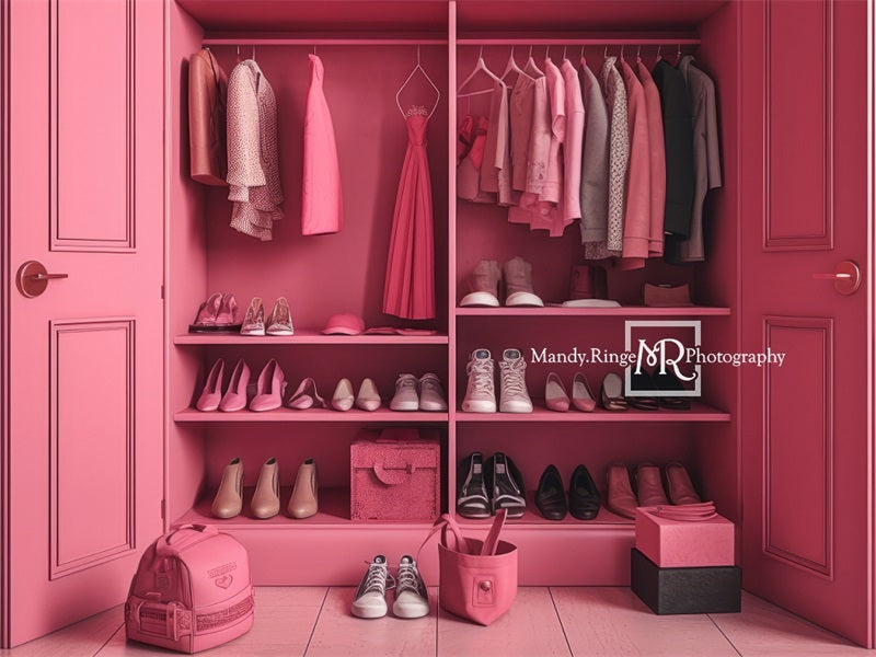 Kate Pink Doll Accessory Closet Backdrop Designed by Mandy Ringe Photography