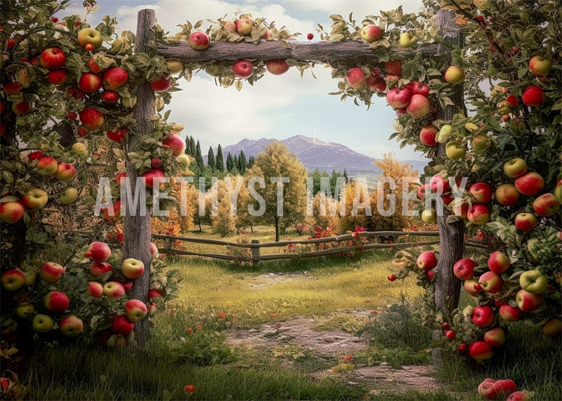 Kate Summer/Autumn Apple Arch Farm Backdrop Designed by Angela Marie Photography