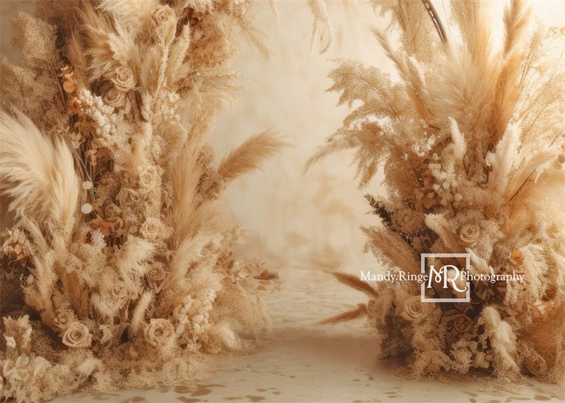 Kate Beige Boho Dried Flower Arch Backdrop Designed by Mandy Ringe Photography -UK