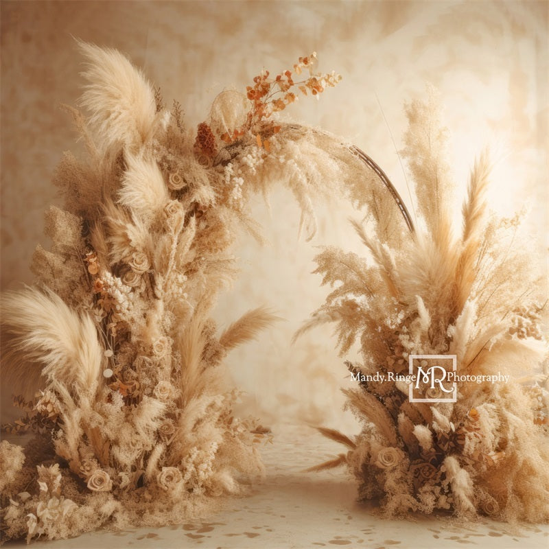 Kate Beige Boho Dried Flower Arch Backdrop Designed by Mandy Ringe Photography