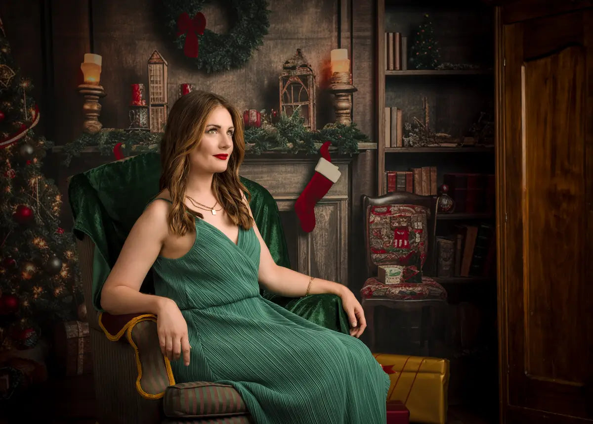 Kate Christmas Tree Fireplace Santa Warm House Fleece Backdrop for Photography -UK