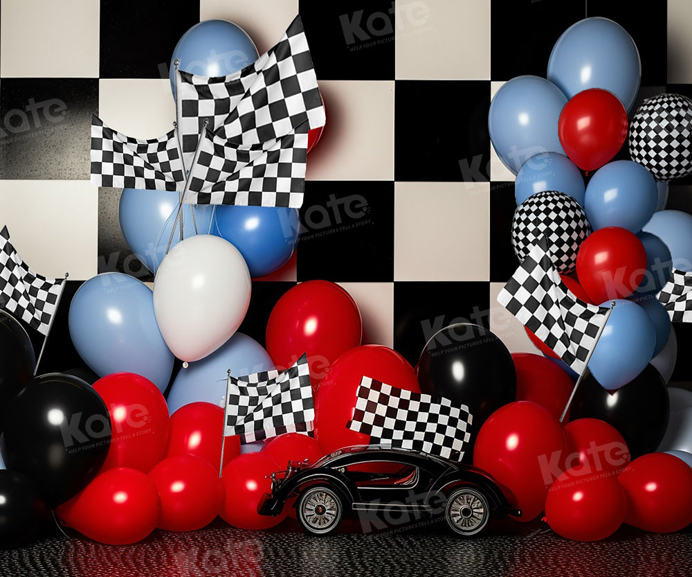 Kate Race Boy Birthday Balloon Cake Smash Backdrop for Photography