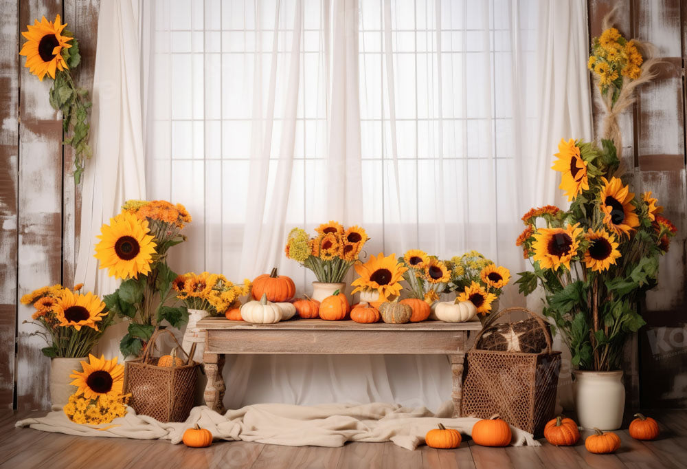 Kate Window Sunflower Autumn Backdrop Designed by Chain Photography