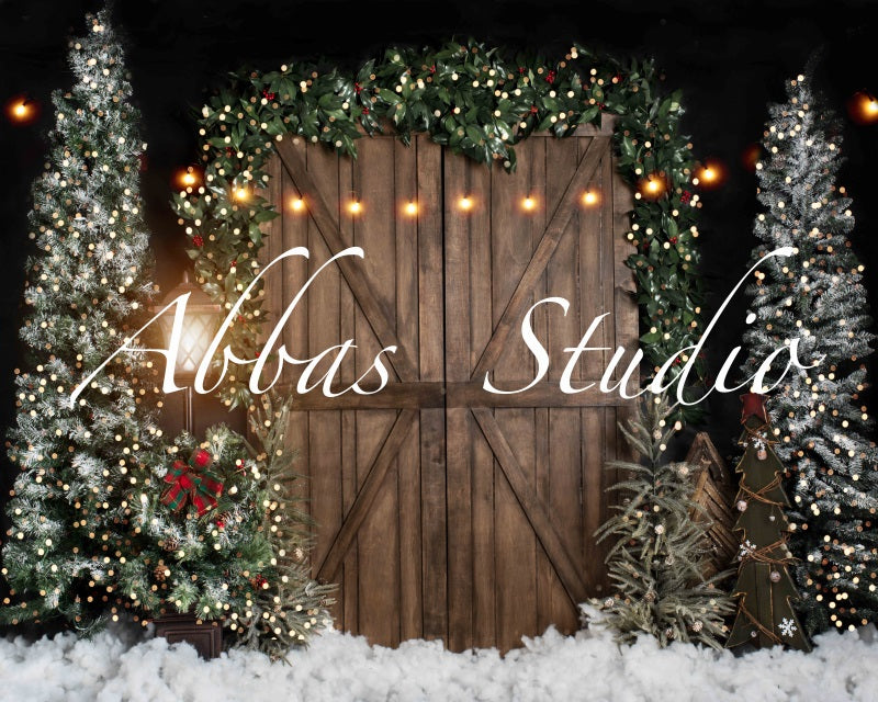 Kate Christmas Night Barn Door Lights Backdrop Designed by Abbas Studio