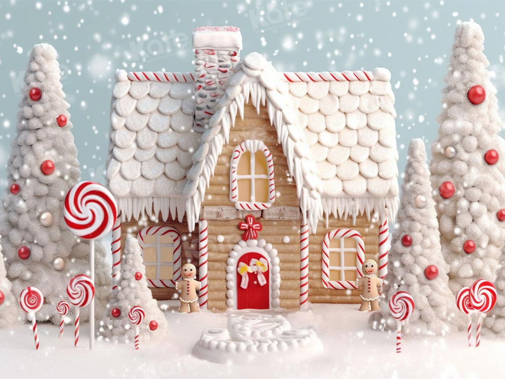 Kate Christmas Winter Snow Candy House Backdrop Designed by Chain Photography