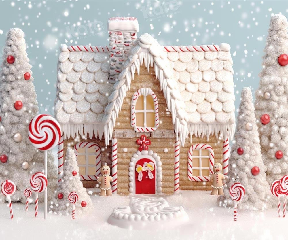 Kate Christmas Winter Snow Candy House Backdrop Designed by Chain Photography
