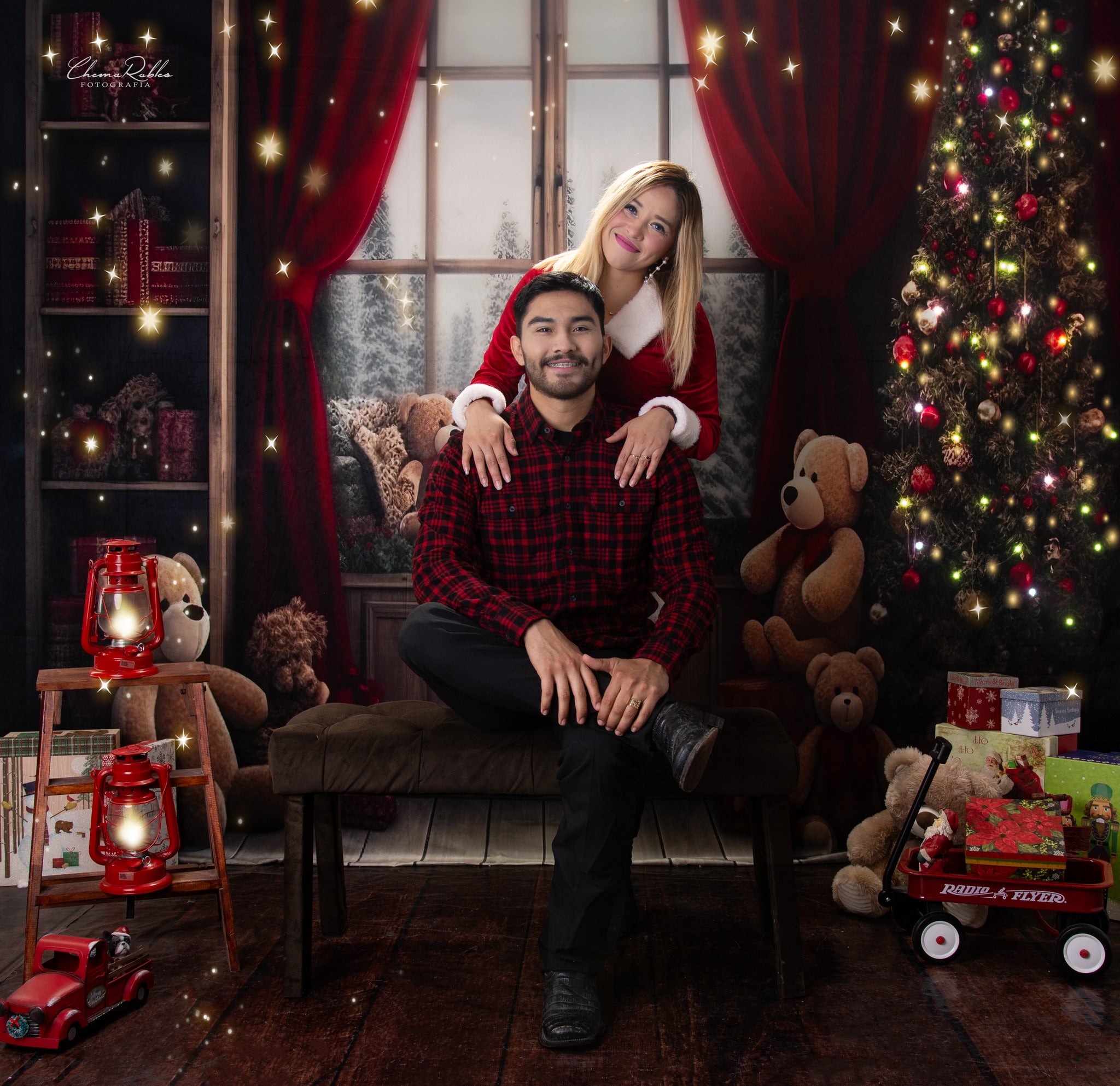 Kate Christmas Room Teddy Bear Window Backdrop Designed by Chain Photography -UK