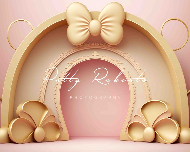 Kate Golden Pink Bow Cake Smash Backdrop Designed by Patty Robert
