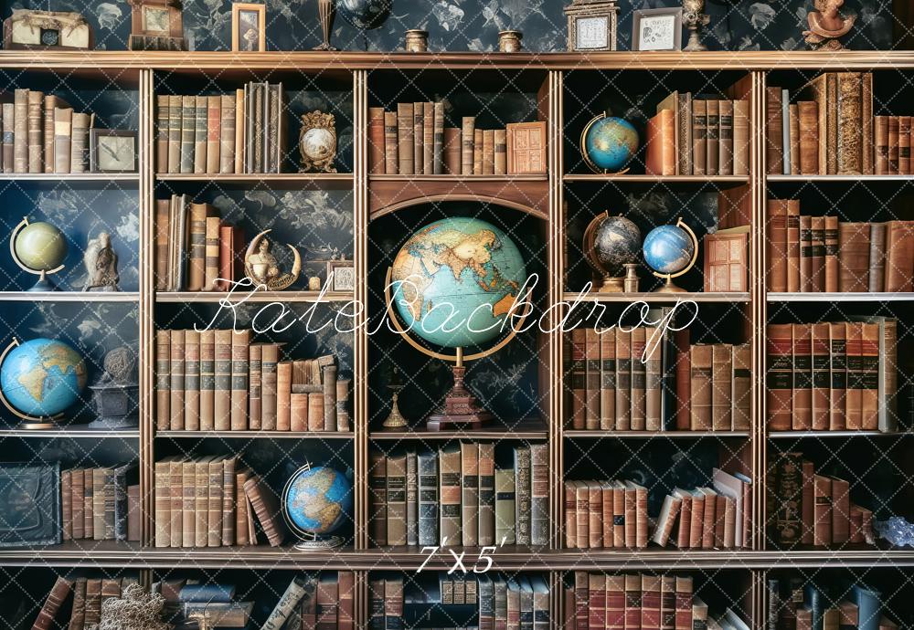 Kate Back to School Book Shelf Globe Backdrop Designed by Chain Photography