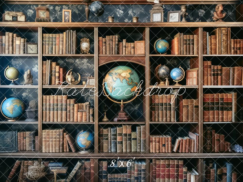 Kate Back to School Book Shelf Globe Backdrop Designed by Chain Photography