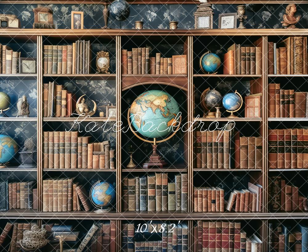 Kate Back to School Book Shelf Globe Backdrop Designed by Chain Photography