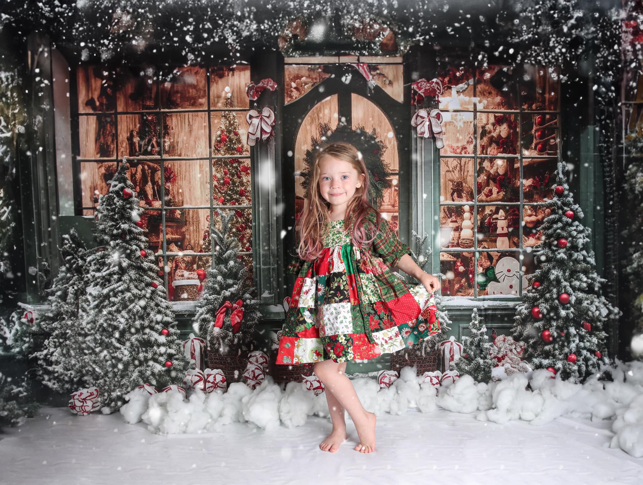 Kate Christmas Snow Cabin Backdrop for Photography