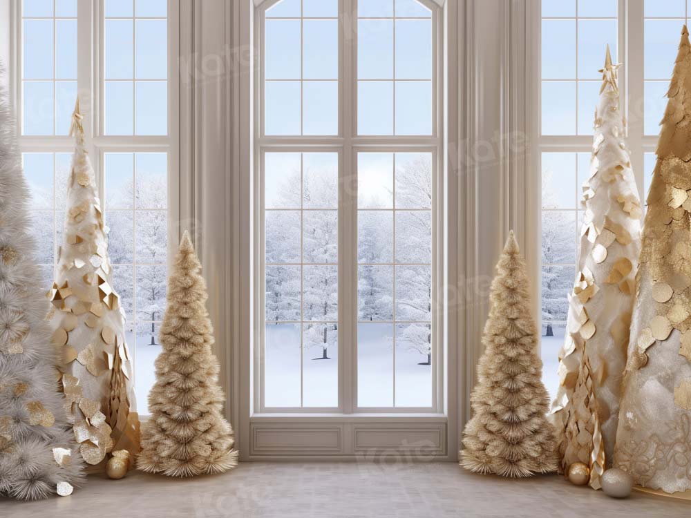 Lightning Deals Kate Golden Christmas Tree Window Backdrop Designed by Chain Photography -UK