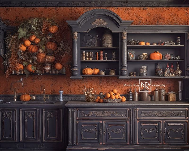 Kate Autumn Kitchen Pumpkins Backdrop Designed by Mandy Ringe Photography