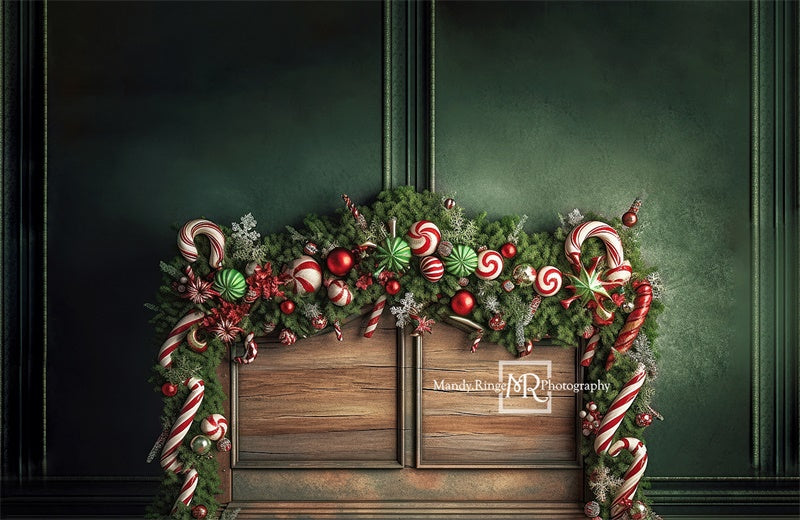 Kate Christmas Candy Cane Headboard Fleece Backdrop Designed by Mandy Ringe Photography -UK