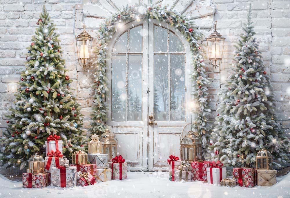 Kate Christmas Snow Tree Door Fleece Backdrop Designed by Emetselch -UK