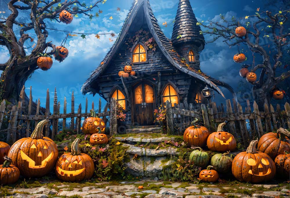 Kate Halloween Pumpkin Castle Backdrop Designed by Chain Photography