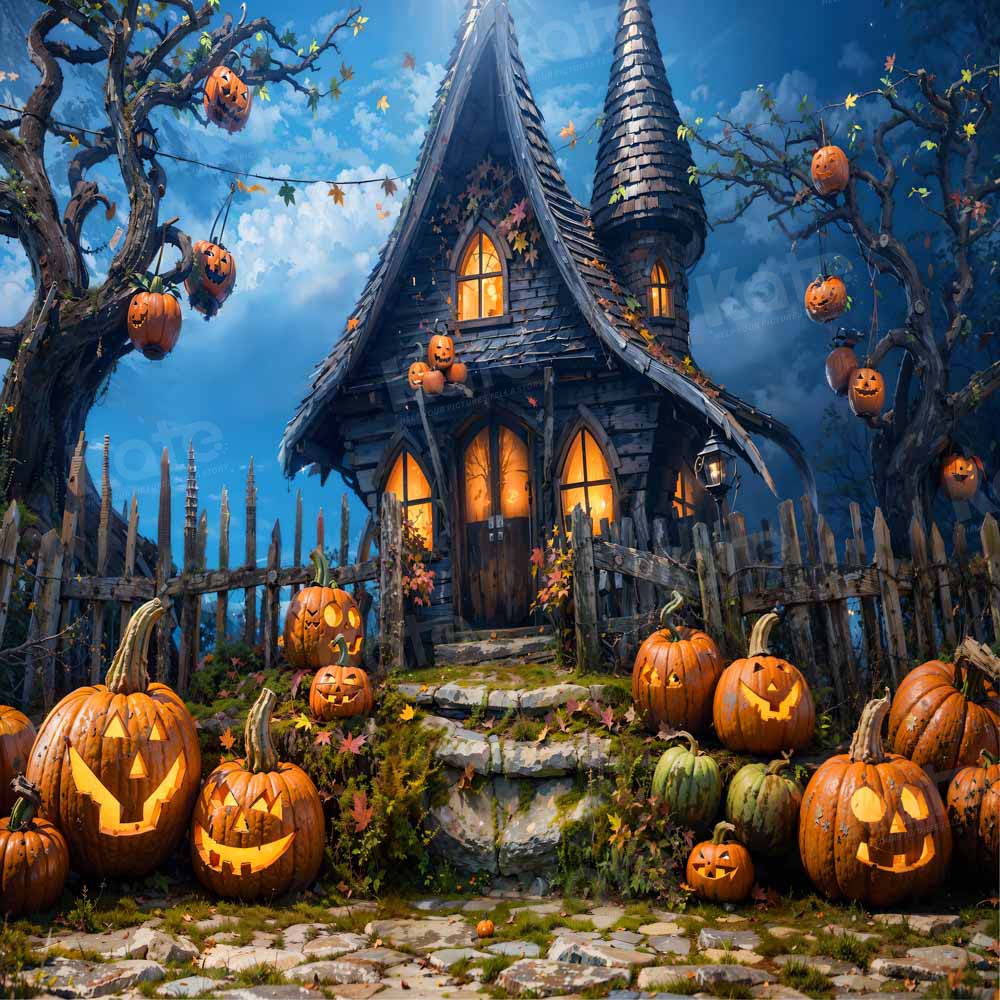 Kate Halloween Pumpkin Castle Backdrop Designed by Chain Photography