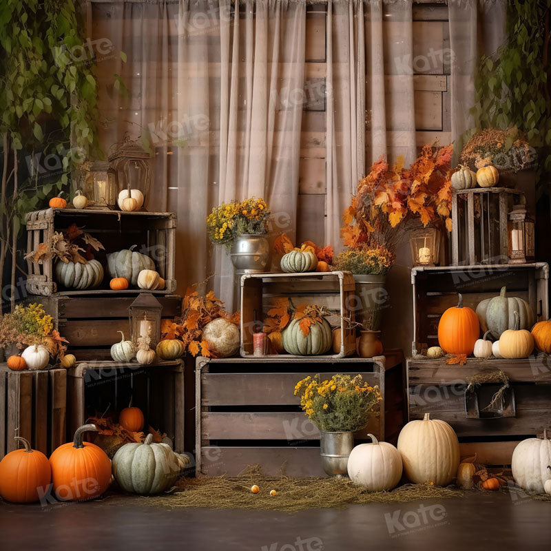 Kate Autumn Pumpkin Curtain Backdrop for Photography