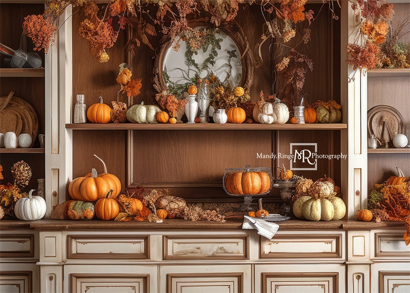 Kate Cozy Autumn Kitchen Hutch Backdrop Designed by Mandy Ringe Photography