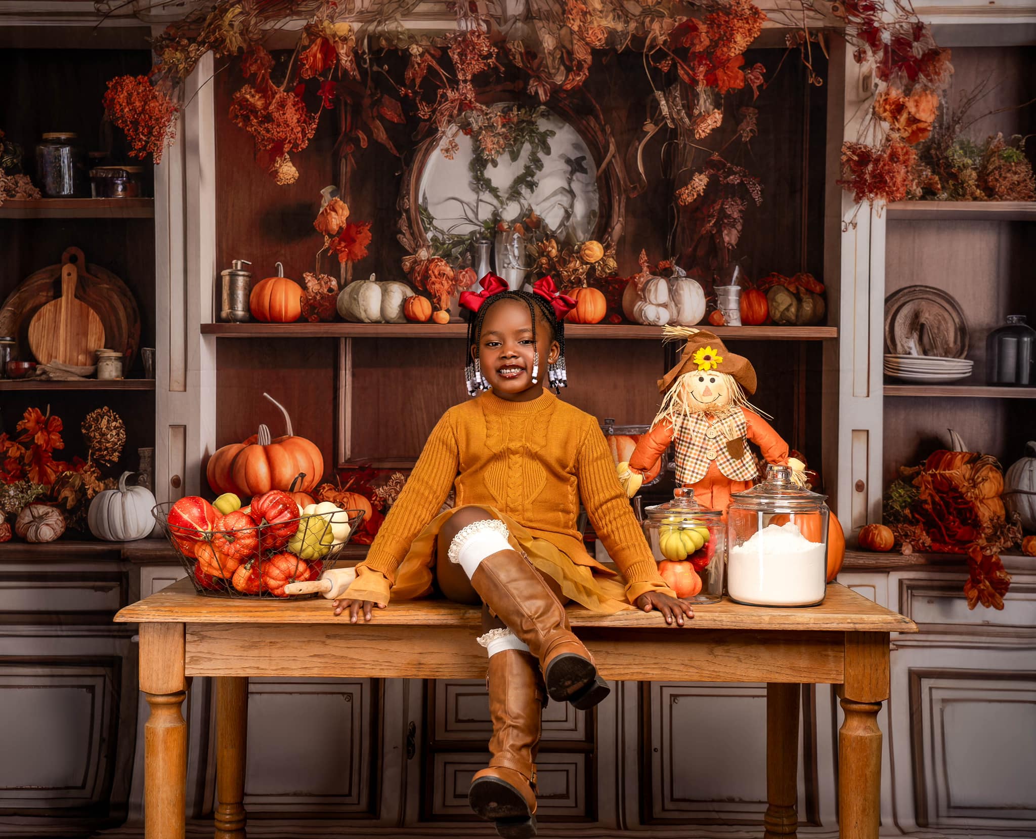 Kate Cozy Autumn Kitchen Hutch Backdrop Designed by Mandy Ringe Photography -UK