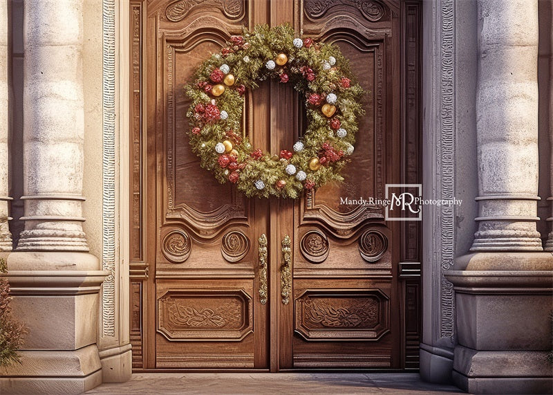 Kate Elegant Christmas Front Door Backdrop Designed by Mandy Ringe Photography