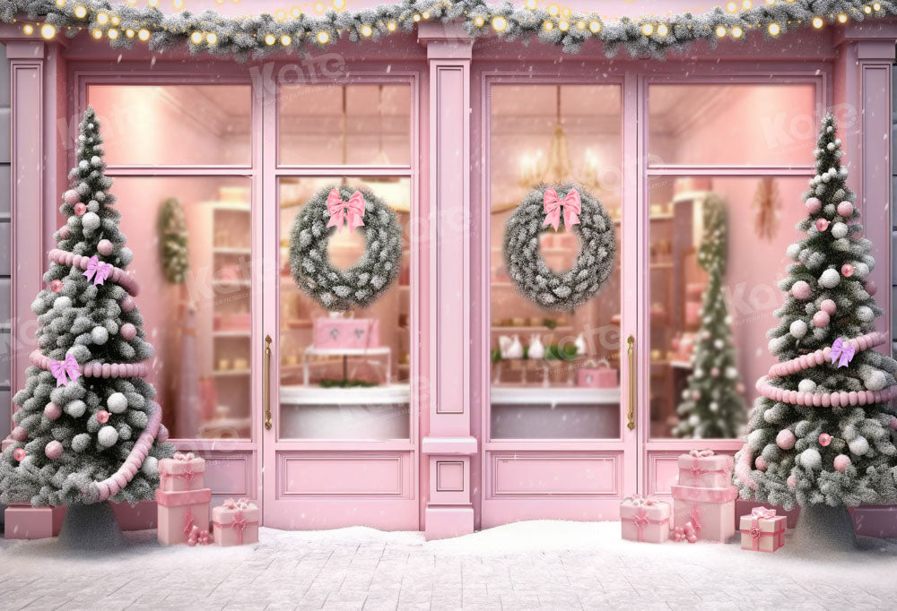 Kate Christmas Pink Door Store Backdrop Designed by Chain Photography