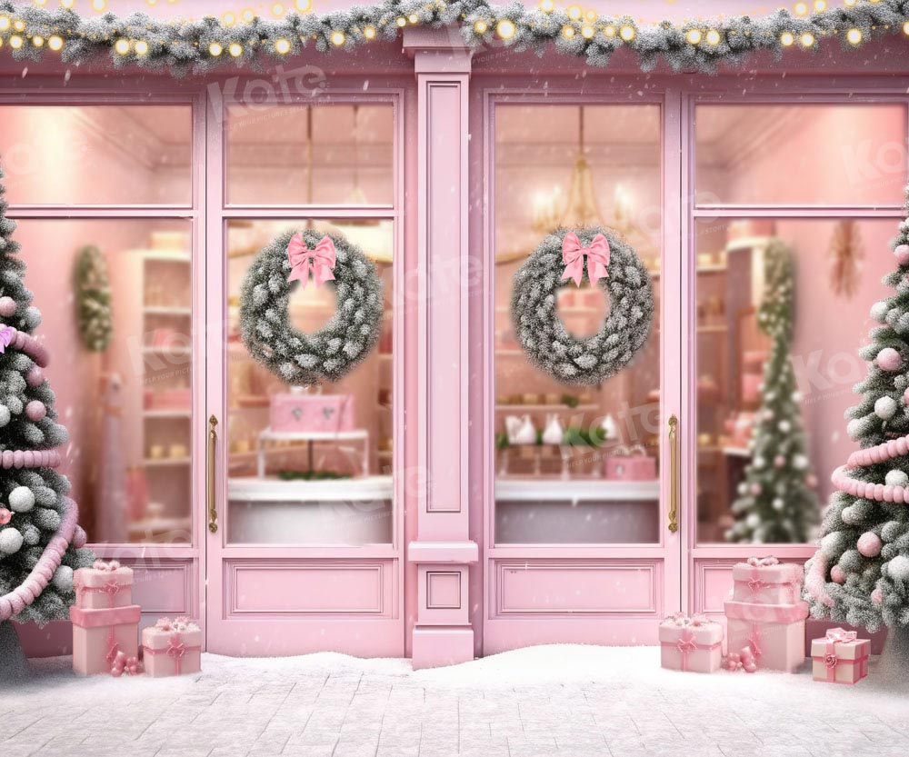 Kate Christmas Pink Door Store Backdrop Designed by Chain Photography