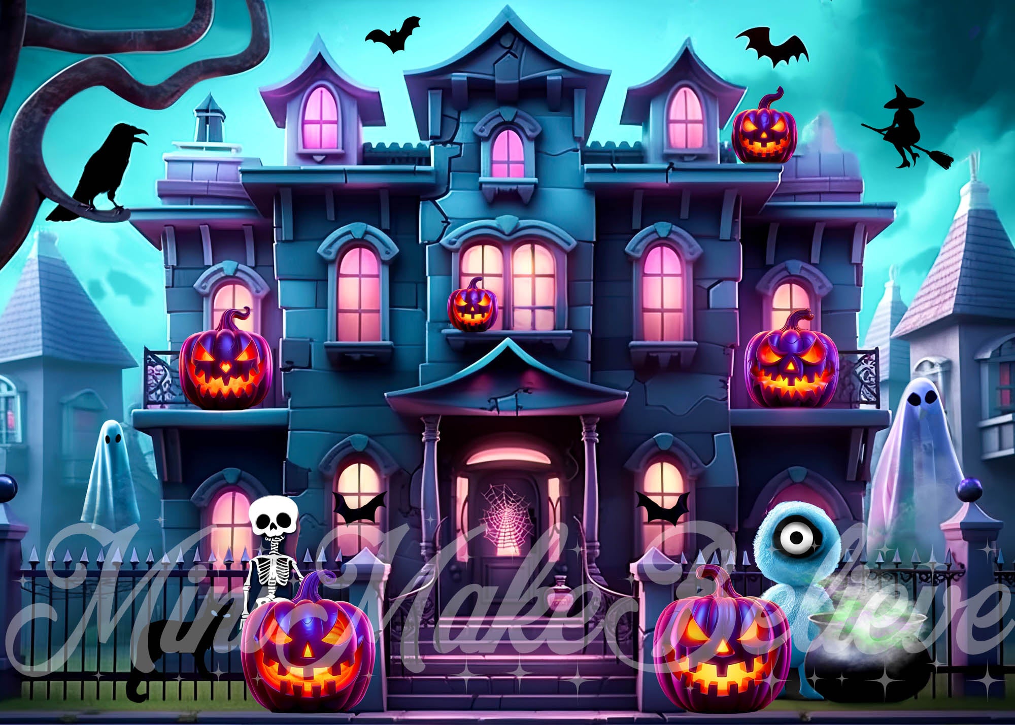 Kate Halloween Mansion House Backdrop Designed by Mini MakeBelieve