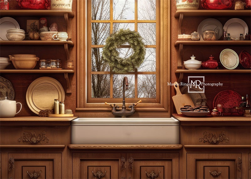 Kate Cozy Christmas Kitchen Backdrop Designed by Mandy Ringe Photography -UK