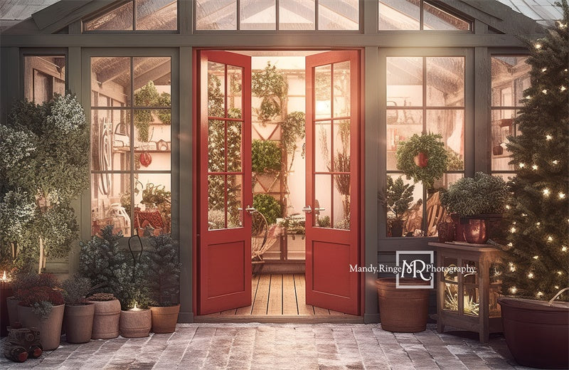 Kate Christmas Holiday Greenhouse Backdrop Designed by Mandy Ringe Photography