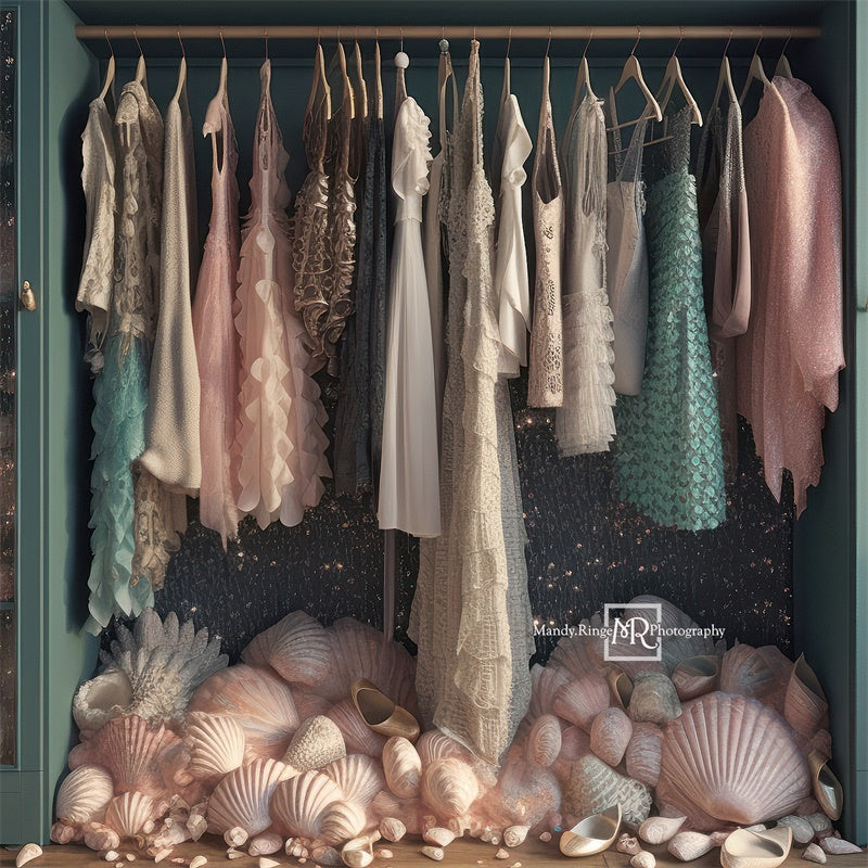 Kate Mermaid Dress-Up Closet Backdrop Designed by Mandy Ringe Photography